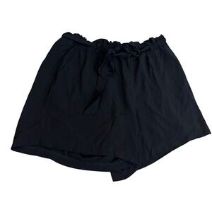 Torrid Womens Black Paperbag Waist Shorts Plus Size 0 Lined Rayon Tie Belt